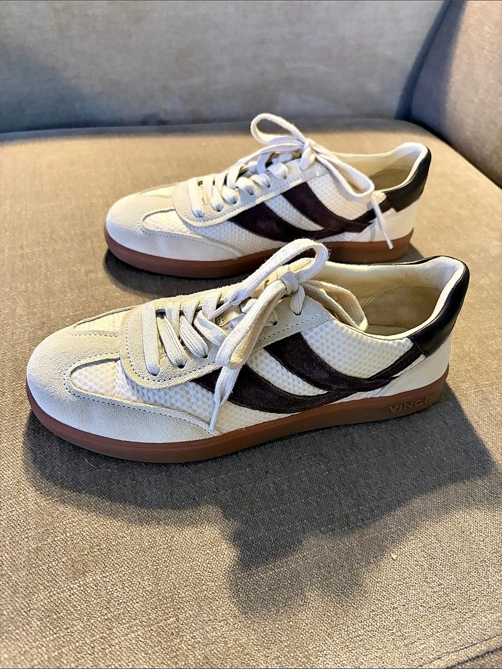 VINCE Oasis Sneaker Color Block Sneakers in Moonlight & Cocoa Brown